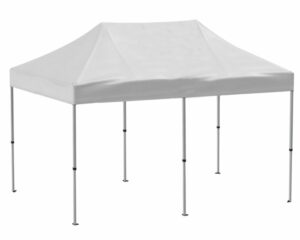 Tente de réception 4x8 mètres en location avec pieux d’ancrage et option poids de lestage pour mariages et événements