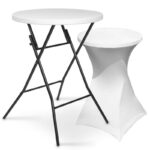 Mange debout avec housse blanche en location pour mariage, réception et événement en Vendée