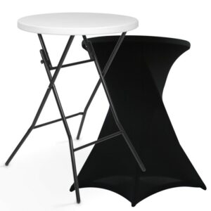 Mange debout avec housse noire en location pour mariage, cocktail et événement en Vendée