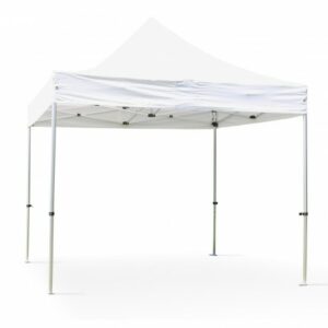 Tente de réception 3x3 mètres en location avec pieux d’ancrage et option de poids de lestage