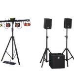 Pack son et lumières professionnel avec pied en T, mixette Bluetooth et câble ordinateur