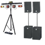Pack son et lumières professionnel 300 personnes avec pied en T et mixette Bluetooth