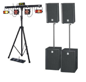 Pack son et lumières professionnel 300 personnes avec pied en T et mixette Bluetooth