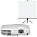 Pack vidéoprojecteur et écran de projection 2x2 m pour diffusion vidéo lors d’événements, mariages ou réunions professionnelles