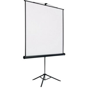 Écran de projection 180 cm en location, toile blanche sur trépied pour diffusion vidéo et présentation professionnelle