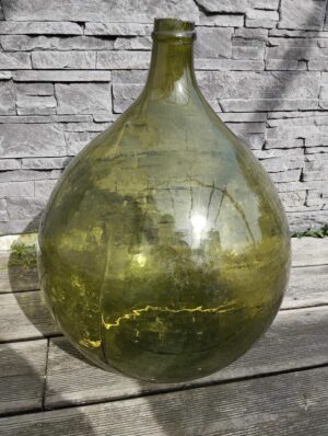 Grande Dame-Jeanne en verre transparent ou vert pour décoration de mariage, événement ou photobooth bohème