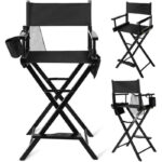 Chaise de réalisateur noire en bois avec toile personnalisable pour décoration cinéma ou événement