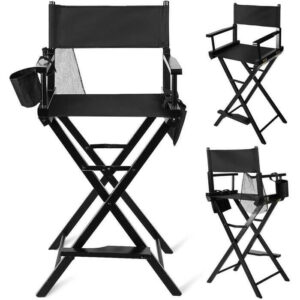 Chaise de réalisateur noire en bois avec toile personnalisable pour décoration cinéma ou événement