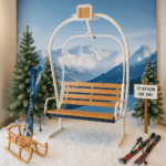 Télésiège de montagne décoratif pour ambiance chalet, photobooth et décor de Noël