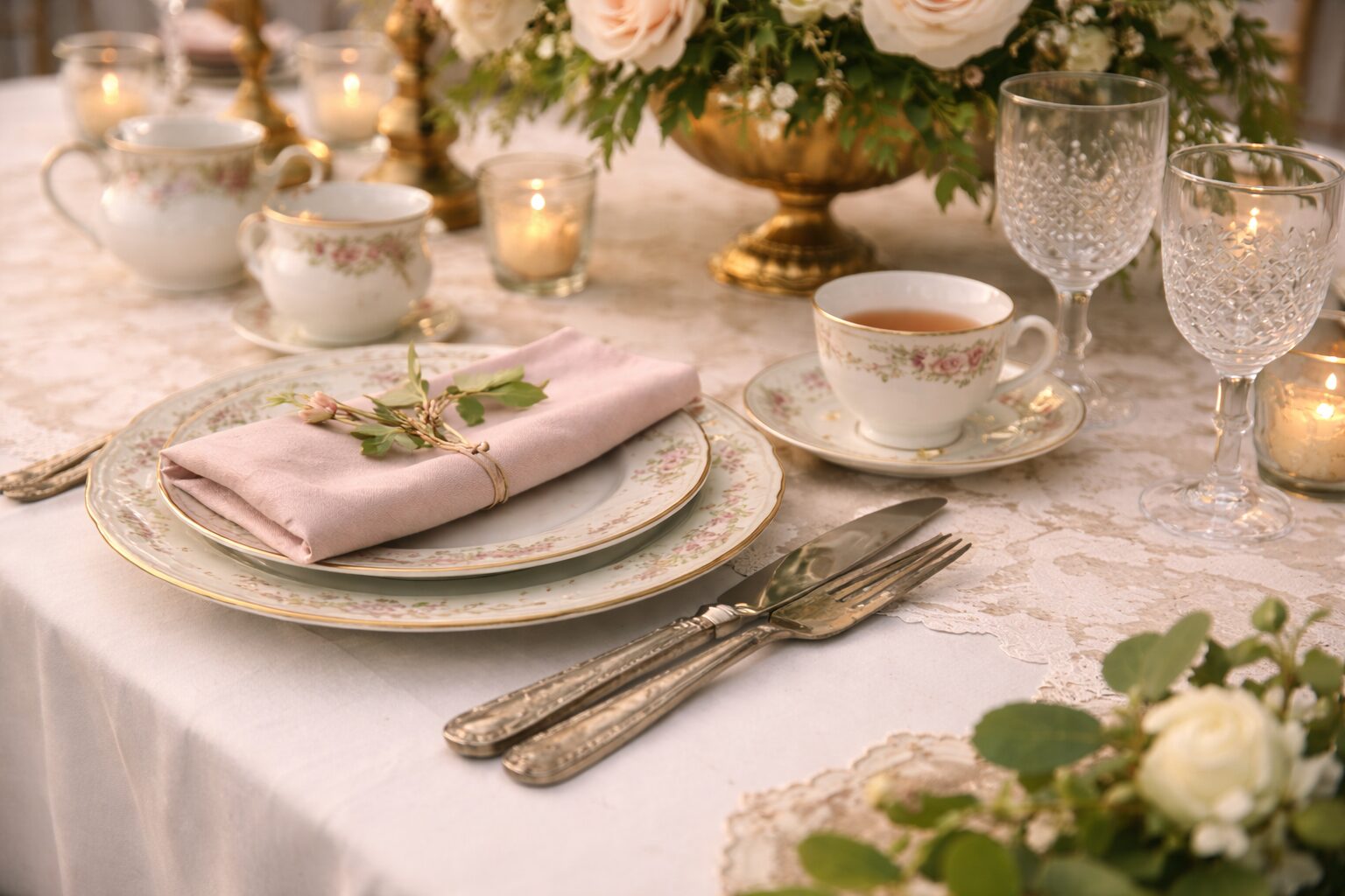 Vaisselle vintage pour mariage