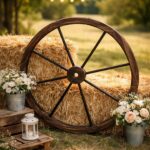 Roue en bois décorative pour mariage champêtre en Vendée