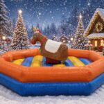 Rodéo mécanique édition Noël en location en Vendée avec décor neige et ambiance festive