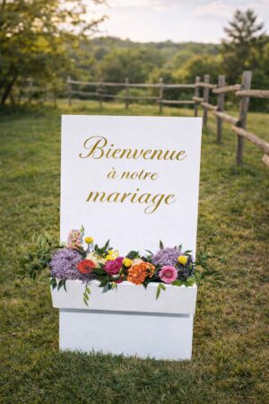 Panneau chevalet blanc décoratif pour mariage en Vendée
